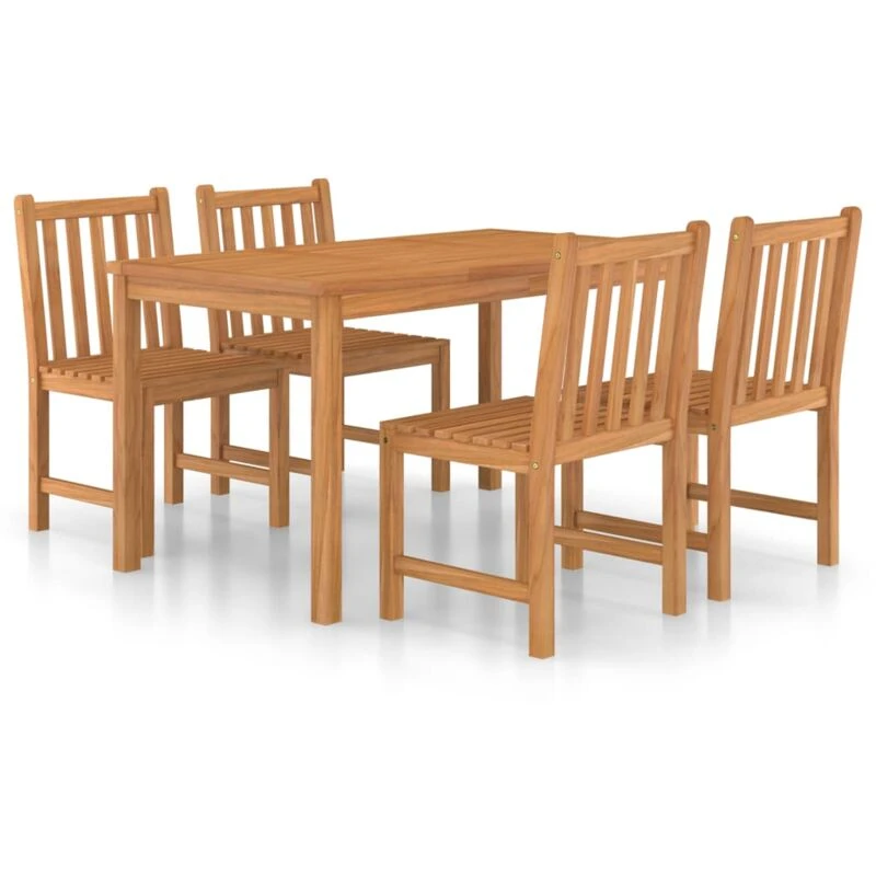 Image of vidaXL 5 Piece Garden Dining Set Solid Teak Wood, Brown 3059929