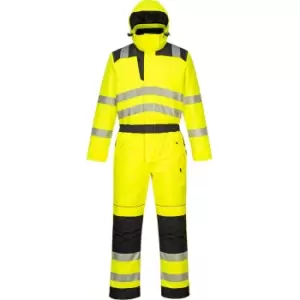 Image of Oxford Weave 300D Class 3 PW3 Hi Vis Winter Coverall Yellow / Black 3XL 31"