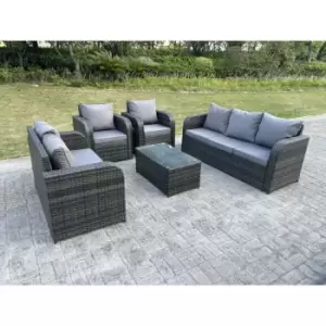 Image of Fimous 7 Seater Outdoor PE Rattan Garden Adjustable Sofa Lounge Complete Set