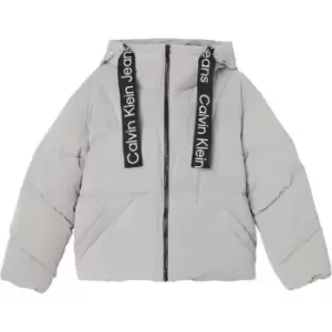 Image of Calvin Klein Jeans Long Drawcords Soft Touch Puffer - Grey