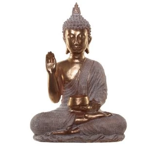 Image of Gold and White With Begging Bowl Thai Buddha Figurine