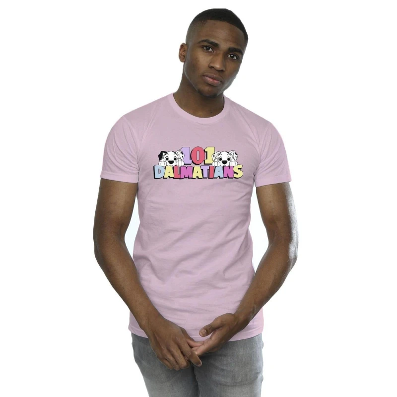Image of Disney Men 101 Dalmatians Multi Colour T-Shirt in Baby Pink Size: Small Baby Pink S Male 5059934307964