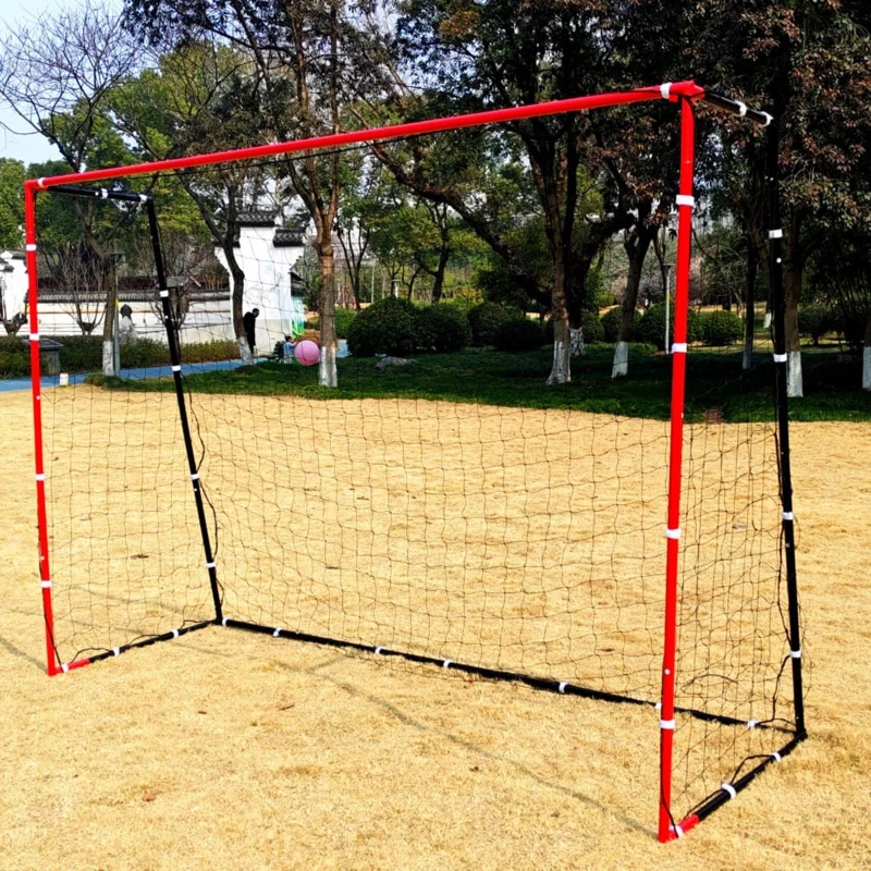 Image of Rexco Football Goal Posts Net Soccer Practise Garden Training Black Red 3m x 2m x 1m Black Unisex