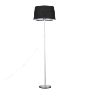 Image of Charlie Brushed Chrome Floor Lamp with Black Doretta Shade