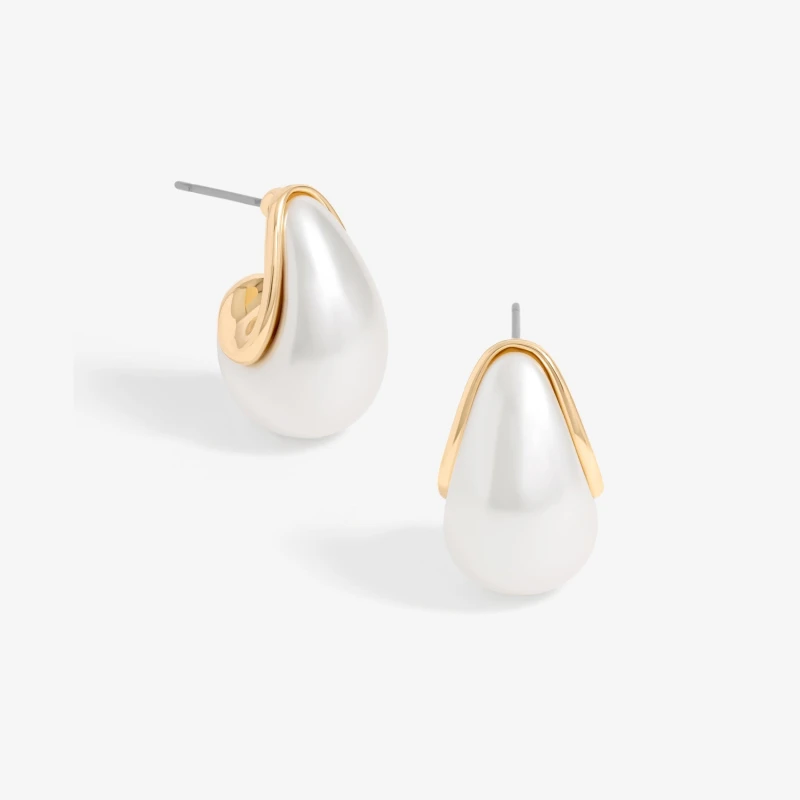 Image of Mood Gold Pearl Dome Hoop Earrings Gold