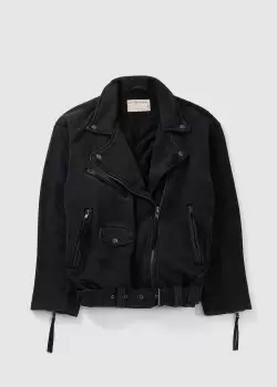 Image of Free People Womens Rebel Rebel Jersey Moto Jacket In Black