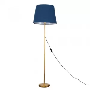 Image of Charlie Gold Floor Lamp with XL Navy Blue Aspen Shade