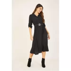 Image of Mela London Black Belted Shirt Midi Dress - Black
