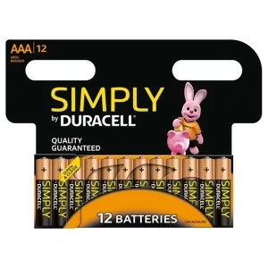 Image of Duracell Simply Alkaline Pack of 12 AAA Batteries