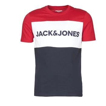 Image of Jack Jones JJELOGO BLOCKING mens T shirt in Red - Sizes XXL,S,M