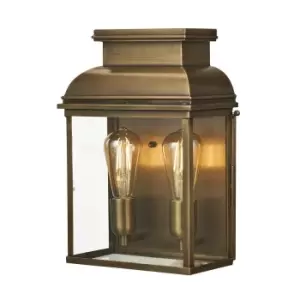 Image of Outdoor IP44 Twin Wall Light Aged Brass LED E27 100W d02002