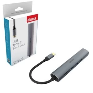 Image of Akasa AK-CBCA22-18BK USB Type-C 5-In-1 Hub with HDMI & Ethernet
