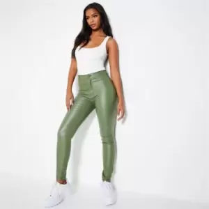 Image of I Saw It First High Waisted Coated Skinny Jeans - Green
