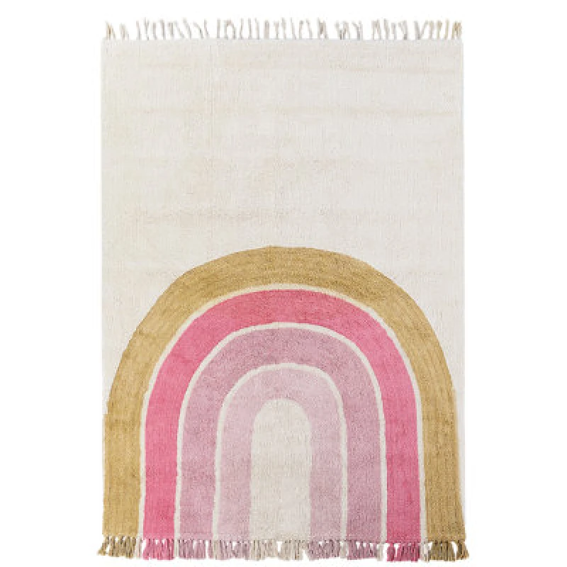 Image of Beliani Kids Rug Tatarli Pink 140 X 200 Cm Cotton