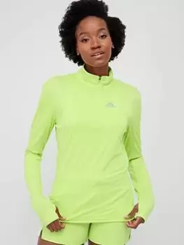 Image of adidas Running Womens Long Sleeve T-Shirt - Lime, Size L, Women