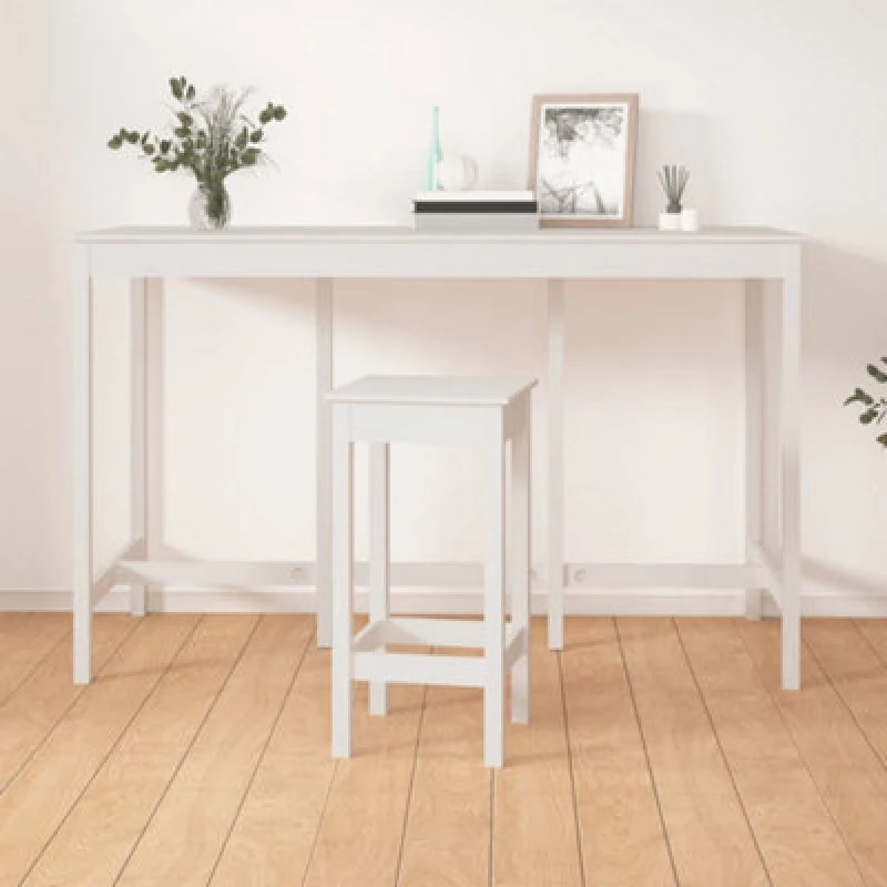Image of Vidaxl Bar Table White 180X80X110 Cm Solid Wood Pine, White 822163