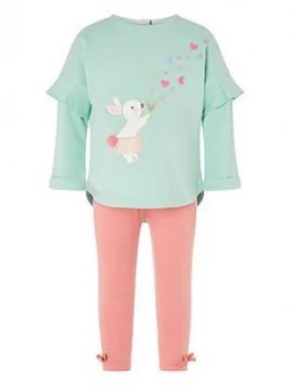 Image of Monsoon Baby Girls Bunny Heart Top And Legging Set - Aqua