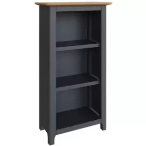 Image of Taberno 3 Tier Oak Bookcase Assembled Display Unit Graphite Blue Solid Oak - Blue