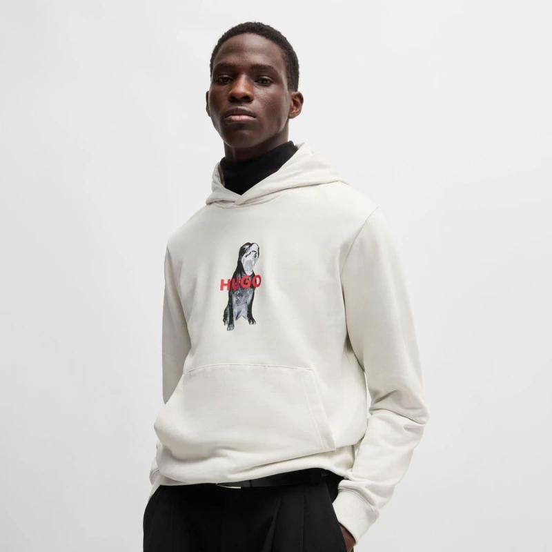 Image of Hugo Dartchon Animal Graphic Hoodie Natural male XS