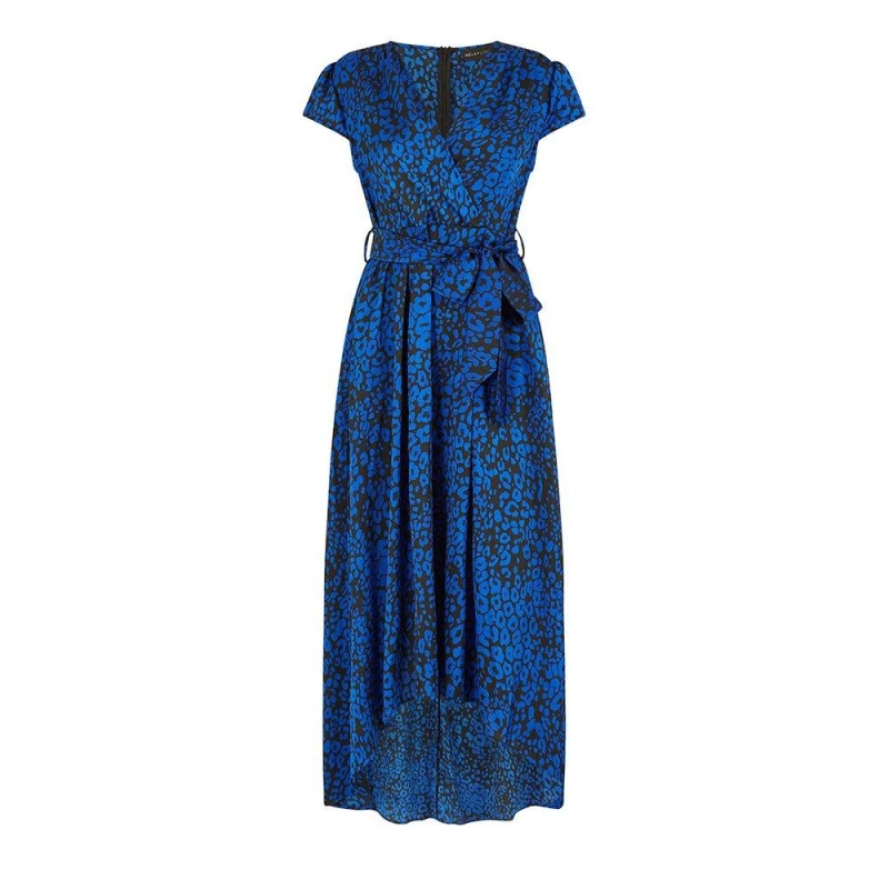 Image of Mela London Mela Satin Wrp Drss - Blue Blue 8