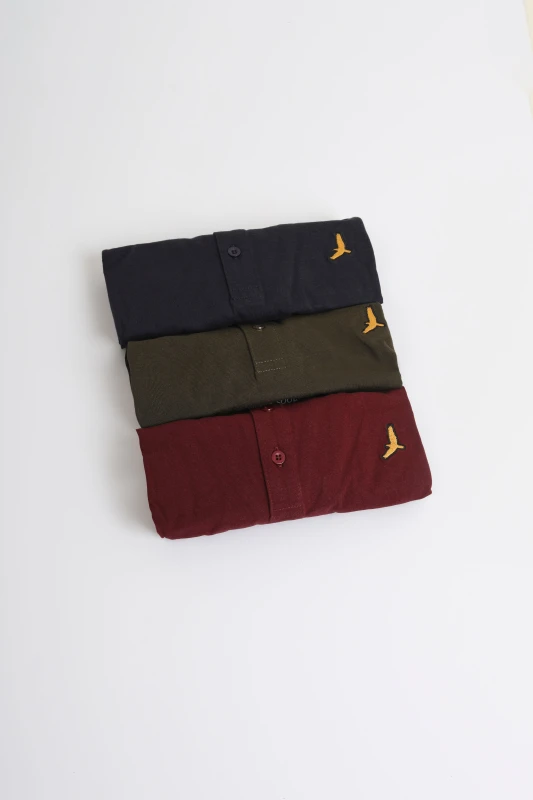 Image of Brave Soul 3 Pack Cotton Jersey Polo Shirts Navy