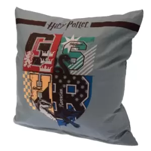 Image of Harry Potter House Mascots Crest Filled Cushion (One Size) (Grey/Black)