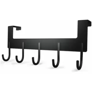 Image of Heavy Duty Aluminium 5 Hook Over Door Organiser Rack Coat Towel Robe Hanger - Oypla