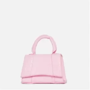 Image of Missguided Faux Leather Mock Croc Curve Base Bag - Pink
