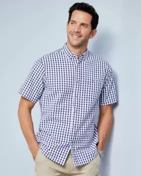 Image of Cotton Traders Mens Classic Seersucker Shirt in Blue