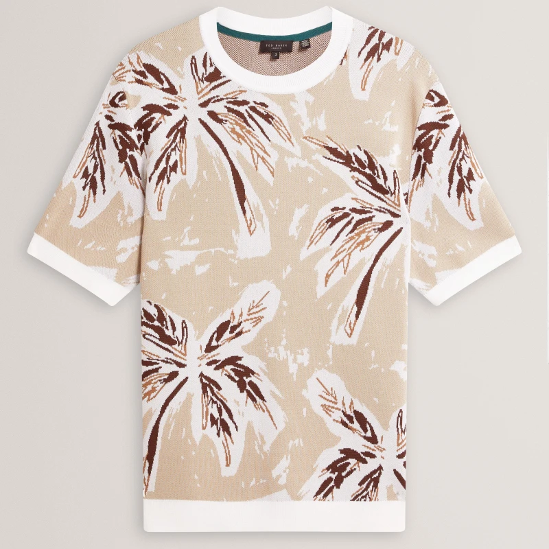 Image of Ted Baker Ted SS Knit Leaf T Sn62 Taupe male S (2)