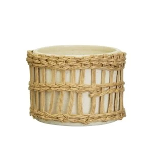 Image of Sass & Belle Speckled White & Woven Planter