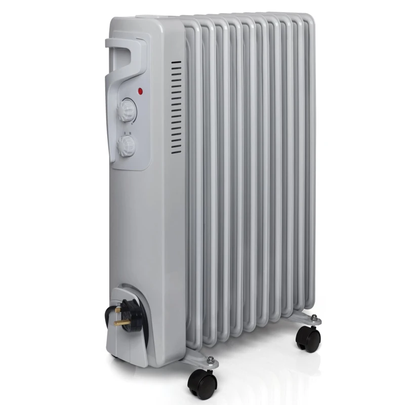 Image of Futura 2500W Oil Filled Radiator Electric Heater Portable Free standing Radiator Grey Light Grey