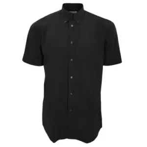 Image of Kustom Kit Mens Workforce Short Sleeve Shirt / Mens Workwear Shirt (S) (Black)