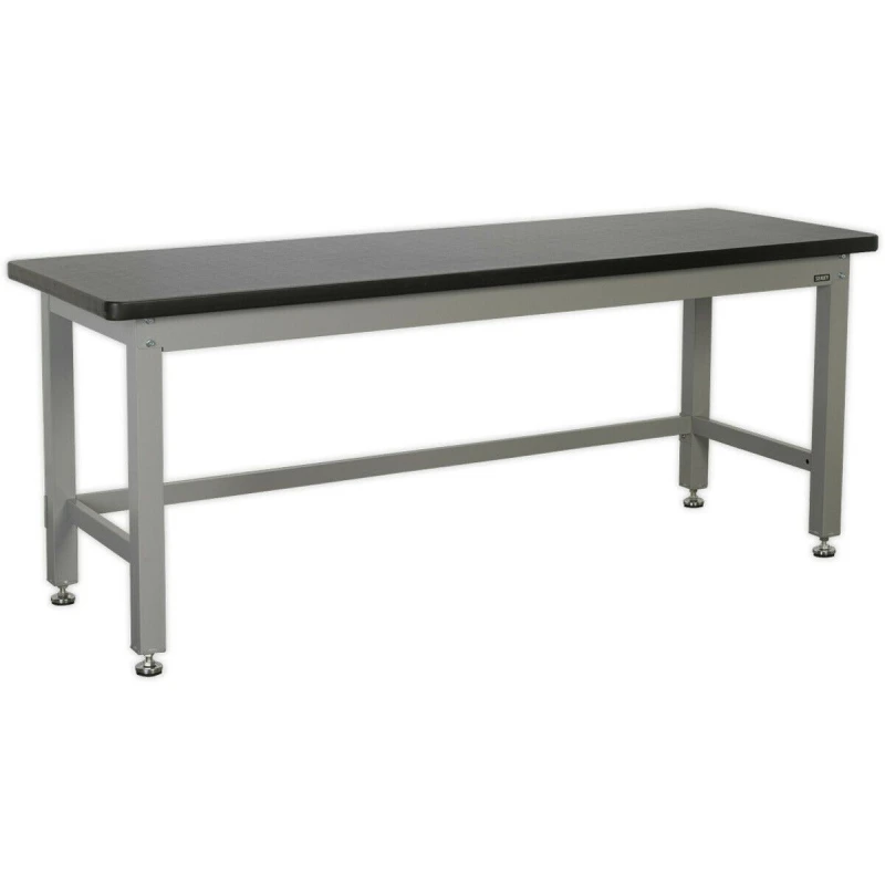 Image of Loops Steel Industrial Workbench - 2100mm x 750mm Laminate Worktop - Adjustable Feet Metallics
