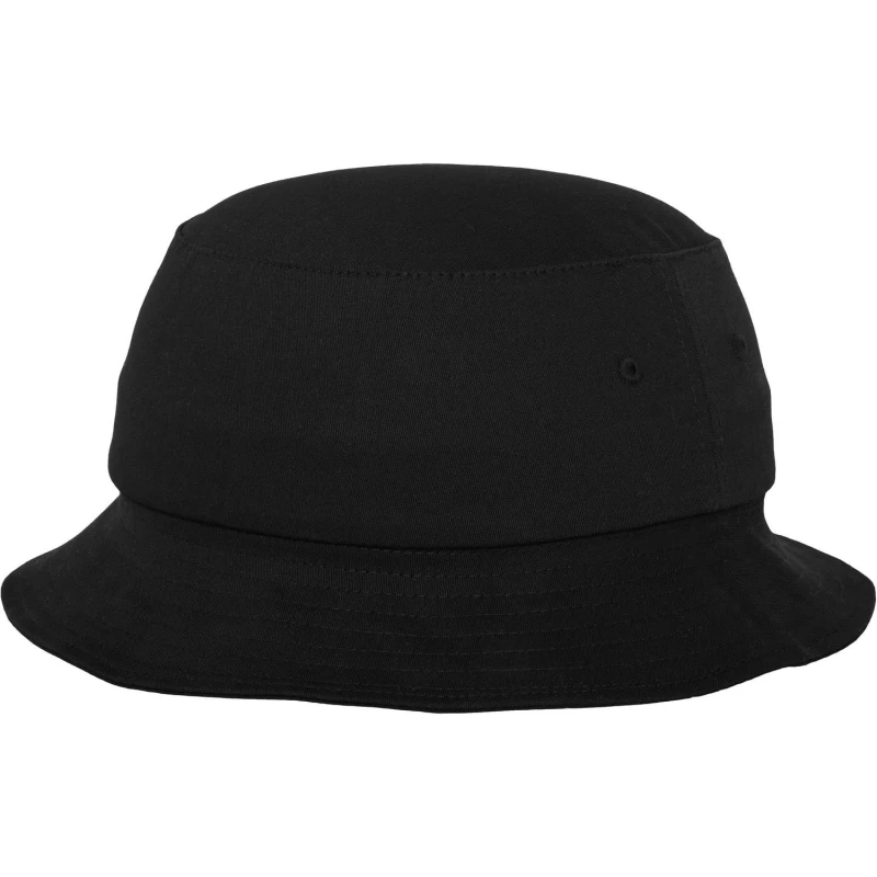 Image of Flexfit by Yupoong Mens Cotton Twill Bucket Hat in Black Male One Size