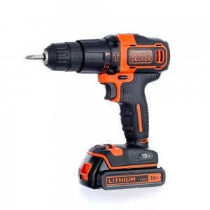 Image of Black and Decker 18V Cordless Combi Drill with 2 Batteries and 32 Piece Accessory Kit