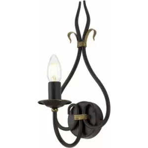 Image of Loops - Wall Light Sconce Timeless Wrought Iron Rust/Gold LED E14 60W Bulb