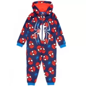 Image of Spider-Man Childrens/Kids All-in-One Nightwear (7-8 Years) (Blue/Red/White)