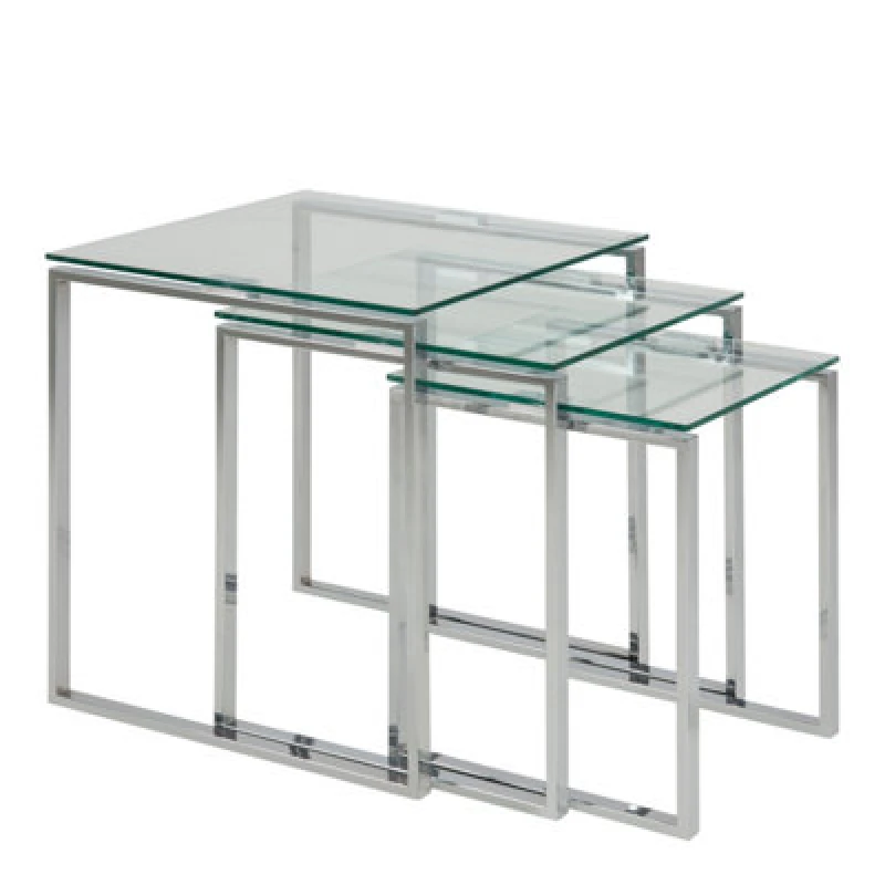 Image of Furniture To Go Katrine Nest Of Tables With Glass Top Set Of 3