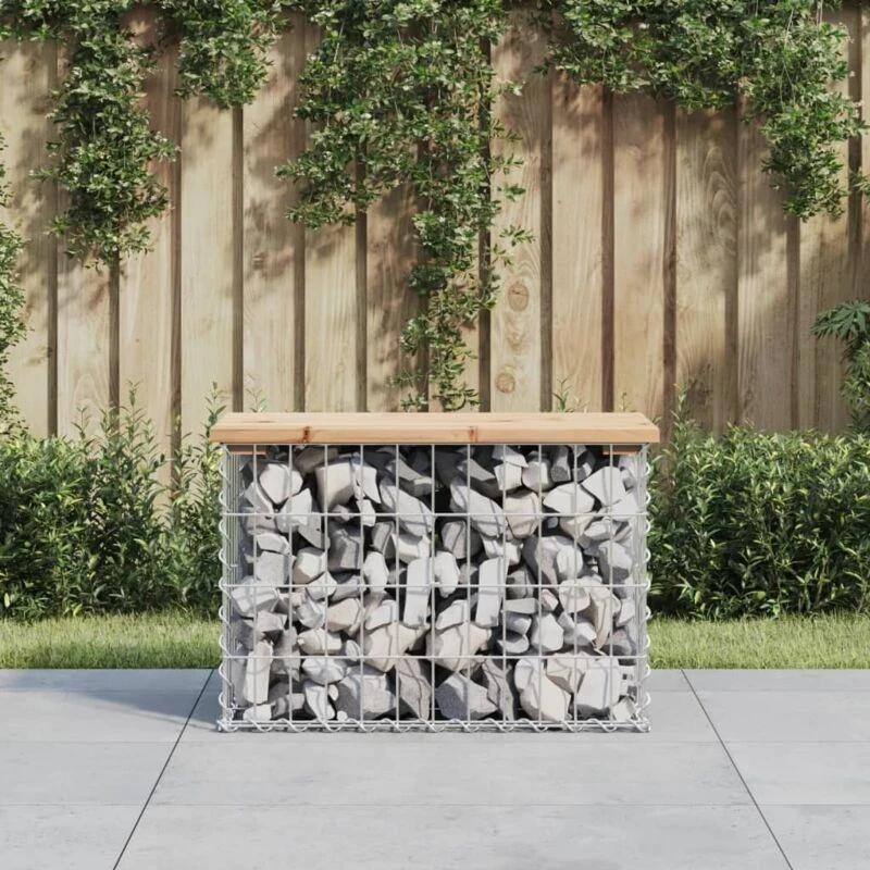 Image of vidaXL Garden Bench Gabion Design 63x31.5x42cm Solid Wood Pine, Brown 834344