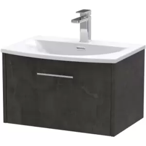 Image of Juno Wall Hung 1-Drawer Vanity Unit with Basin 4 600mm Wide - Metallic Slate - Hudson Reed