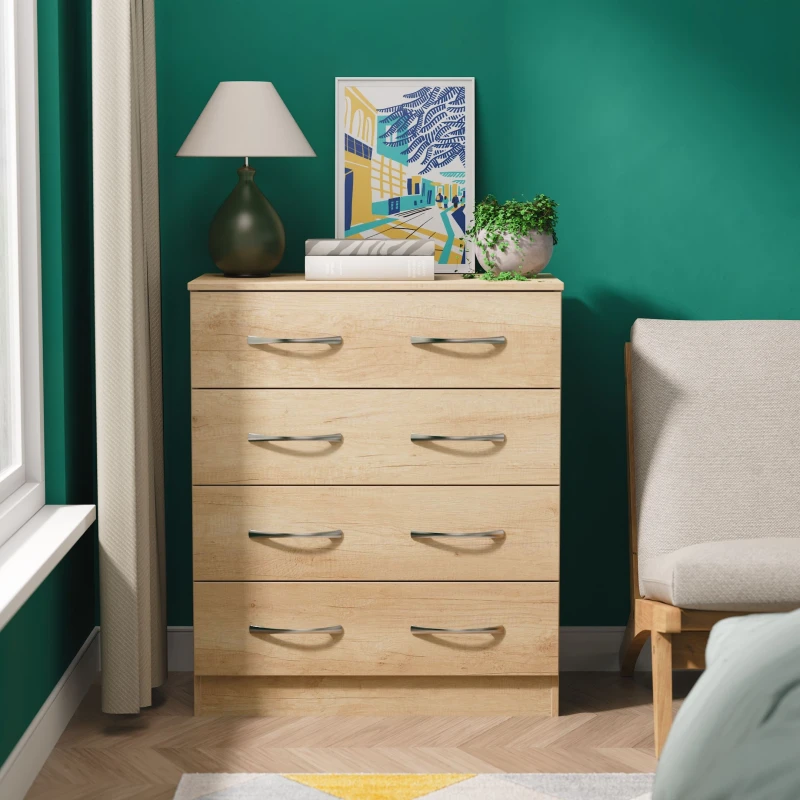 Image of Ready Assembled 2 U Hampshire 4 Drawer Chest (Ready Assembled) in Light Brown Light Brown Unisex