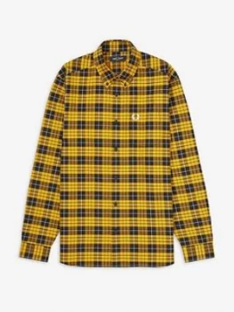 Image of Fred Perry Tartan Oxford Shirt, Yellow, Size L, Men