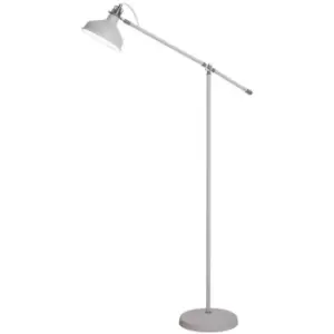 Image of Luminosa Lighting - Adjustable Floor Lamp, 1 x E27, Sand White, Satin Nickel, White