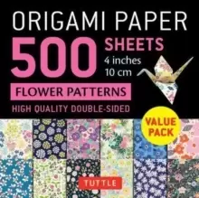 Image of Origami Paper 500 sheets Flower Patterns 4" (10 cm) : Tuttle Origami Paper: Double-Sided Origami Sheets Printed with 12 Different Illustrated Patterns