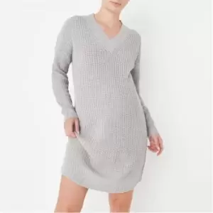 Image of Missguided Maternity Deep V Neck Jumper Dress - Grey