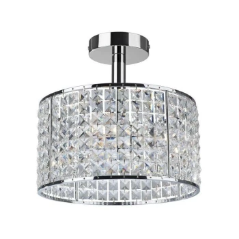 Image of Pearl - 4 Light Semi Flush Bathroom Ceiling Ceiling Pendant Light Chrome, Crystal IP44, G9 - Firstlight