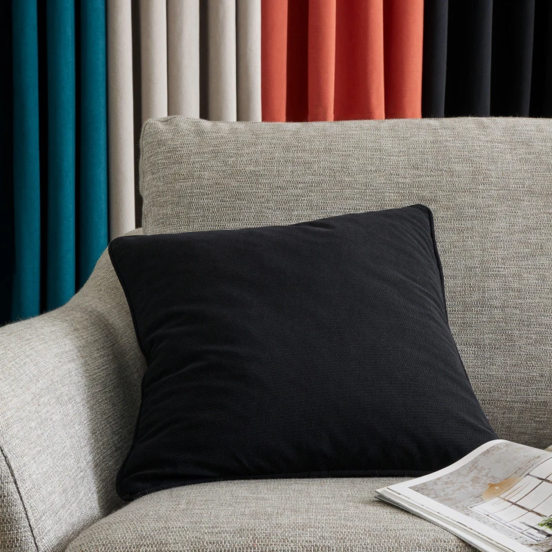 Image of Catherine Lansfield 'Wilson Velvet' Cushion Black