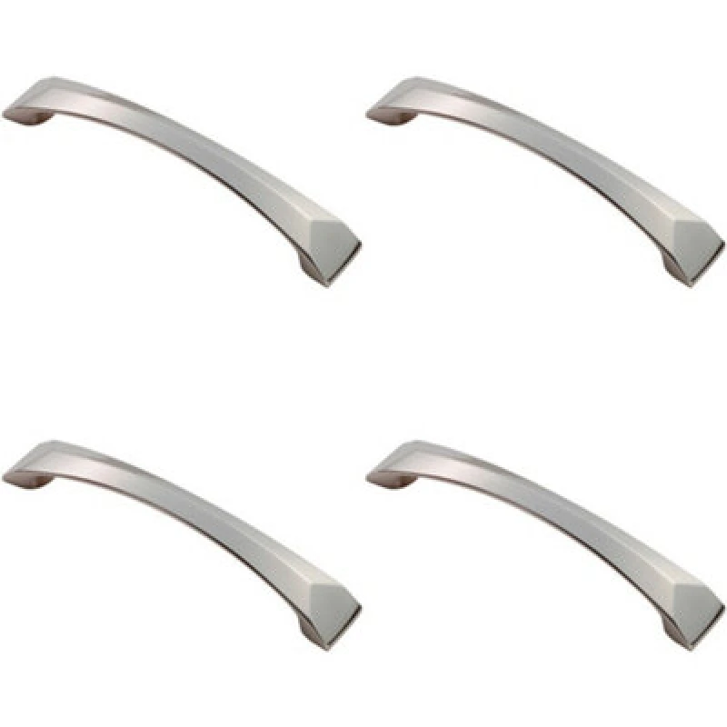 Image of Loops 4x Chiselled Cabinet Pull Handle 128mm Fixing Centres 145 x 25mm Satin Nickel Metallics unisex