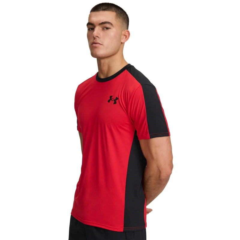 Image of Under Armour Mens HG Wordmark Short-Sleeve Performance Gym Top Red male M